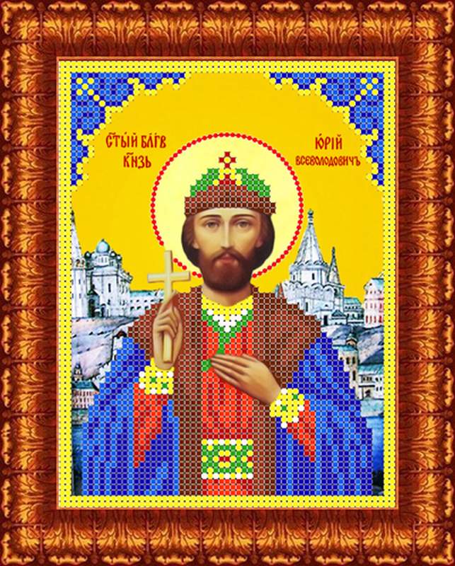 Икона Св Юрий - Основа на габардине для вышивки бисером и крестом